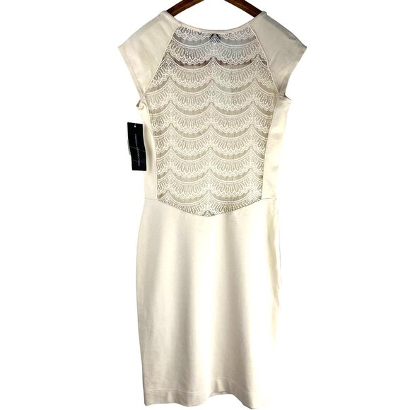 Feminine Romantic Cottage Core French Connection Cream Midi Dress, Women's  8 - Picture 3 of 10